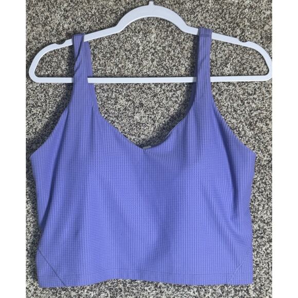 Lululemon Womens Sz 14 Scoop Neck Yoga Tank Top Grid Texture Dark Lavender - Picture 2 of 8